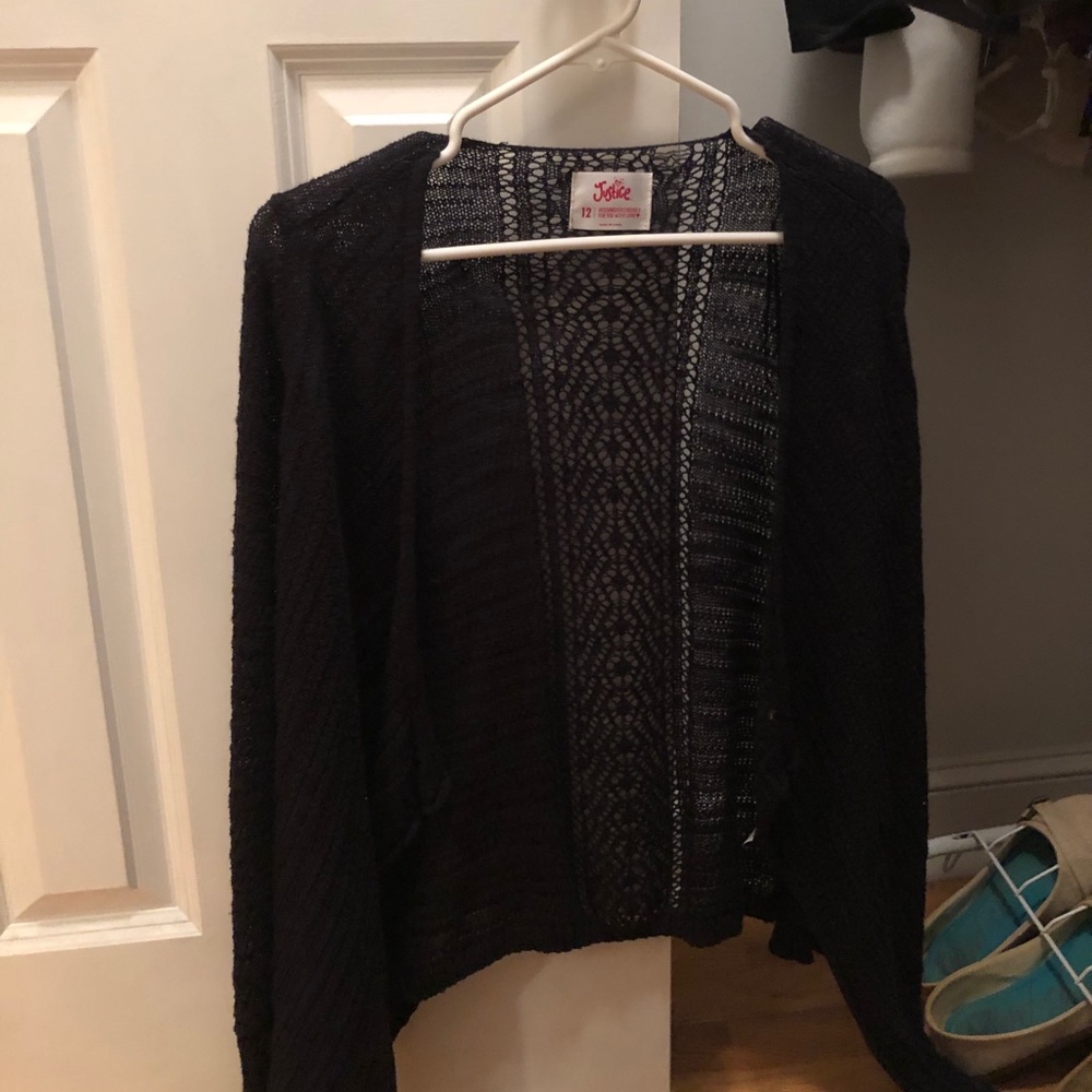 Black cardigan.
